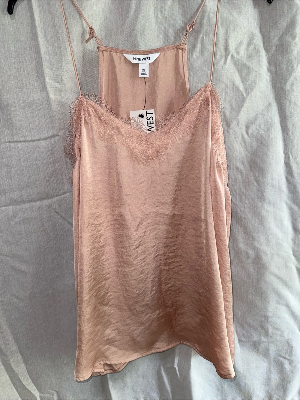 Nine West Dusty Rose Satin Lace-Trim Cami